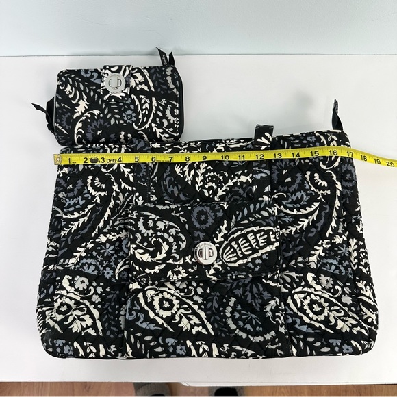 Vera Bradley Paisley Noir Quilted Turlock Tote "Travel Turlock Tote"& Wallet Set - Picture 12 of 14